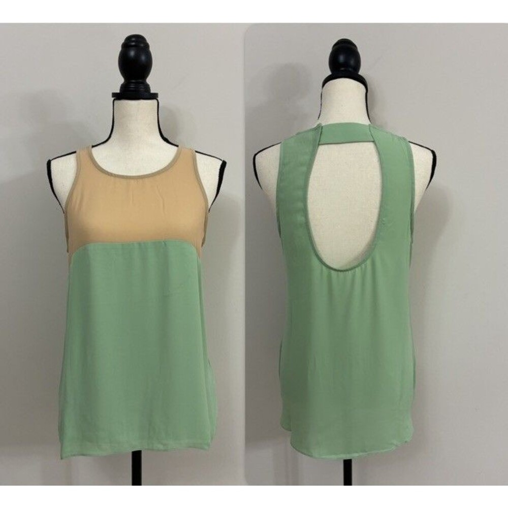 English Rose Colorblock Sheer Top Tank Blouse NWOT Size M Medium